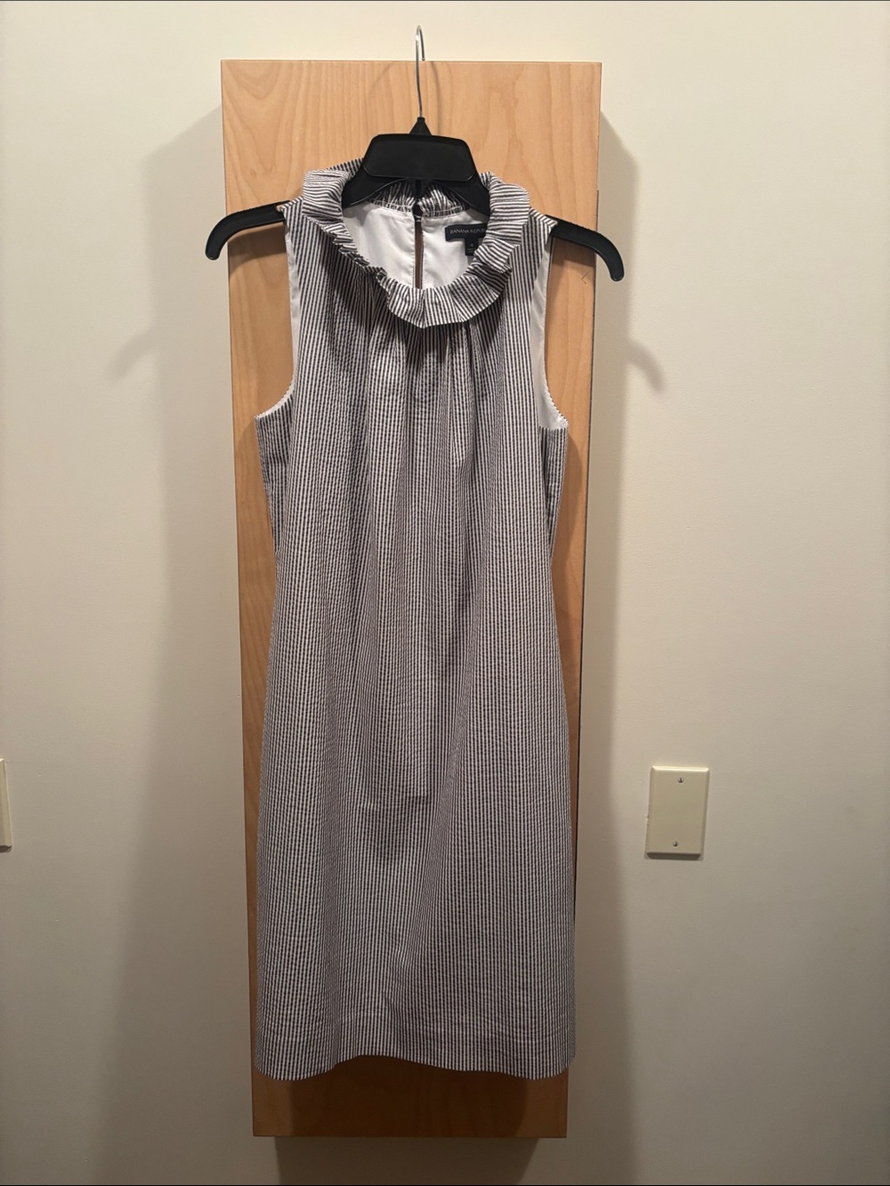 Banana Republic Denim  Striped Ruffle-Neck Sleeveless Dress
